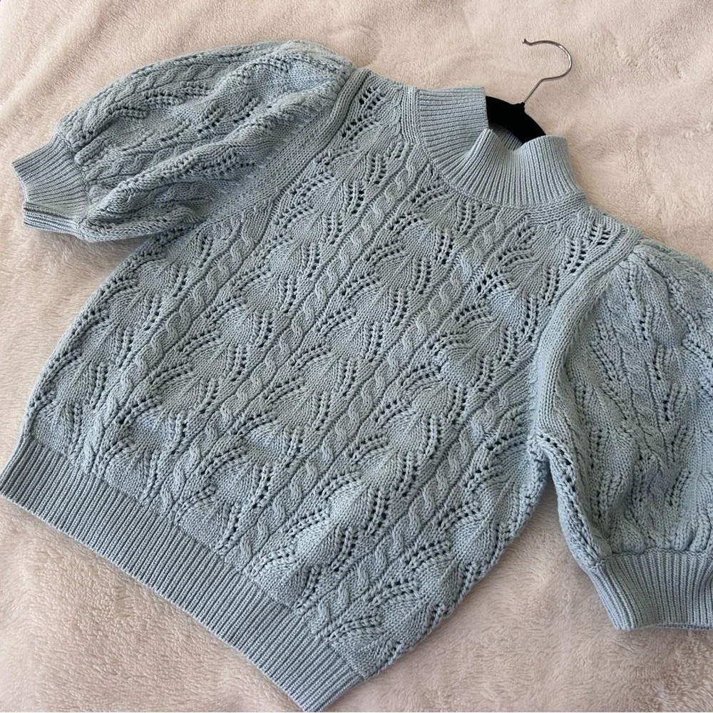 Alice +Olivia Kyoko Puff Sleeve Pullover Sweater S - Picture 12 of 17